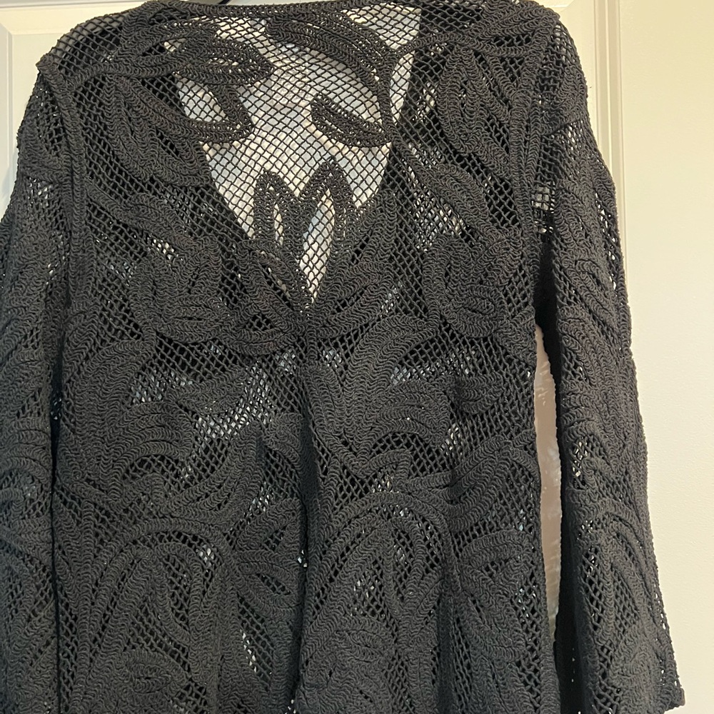 Chico's Black Crochet Sweater - Picture 3 of 4